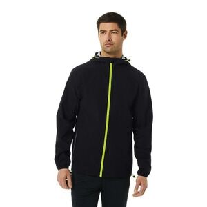 ASICS Men's SMALL Hooded Lightweight Waterproof Jacket in Performance Black/Lime